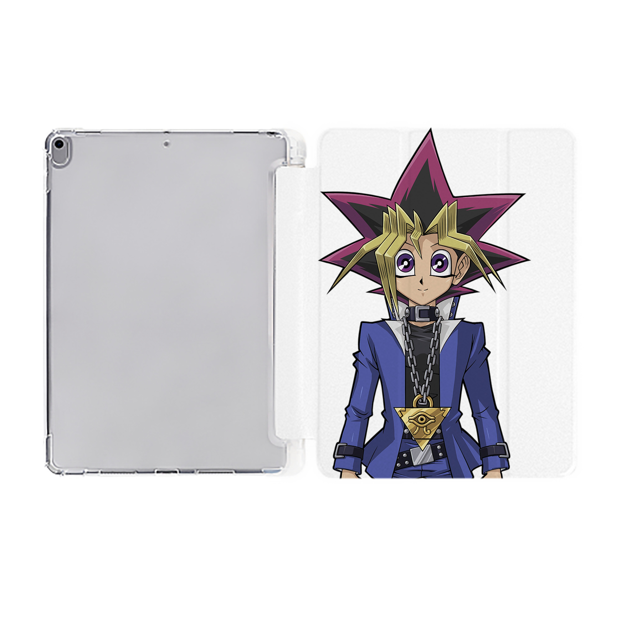 （画像用） 遊☆戯☆王 Yu-Gi-Oh! IPad ケース ペン収納付き 三つ折りスタンド PUレザー×シリコン 対応機種9.5/10.5/10.9インチ